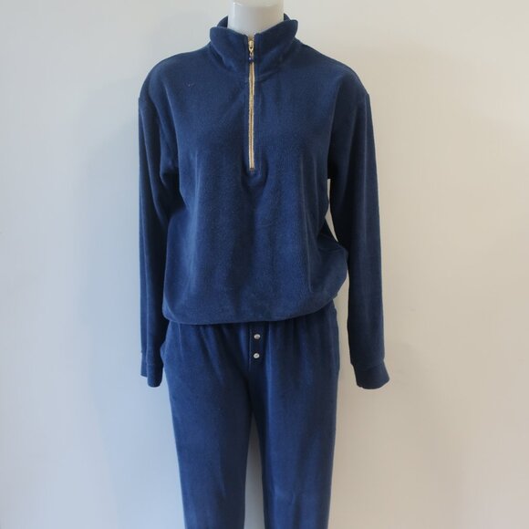 Womens DONNI Blue Terrycloth Pullover Top S/Pants XS Set - Picture 1 of 8